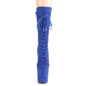 Vegan suede 20 cm FLAMINGO-1050FS Exotic pole dance boots in blue