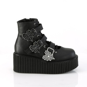 Vegane 7,5 cm CREEPER-260 stivaletti creepers donna fibbia larga