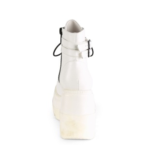 Vegano 11,5 cm SHAKER-52 demoniacult stivaletti con zeppa e plateau bianco