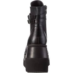 Vegano 11,5 cm SHAKER-52 demoniacult stivaletti con zeppa e plateau nere