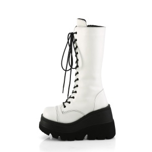Vegano 11,5 cm SHAKER-72 stivali stringati con plateau gotico bianco
