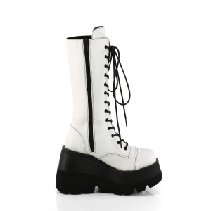 Vegano 11,5 cm SHAKER-72 stivali stringati con plateau gotico bianco