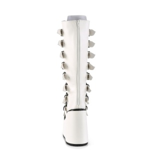 Vegano 14 cm SWING-815 stivali alternative con la suola spessa e fibbie bianco