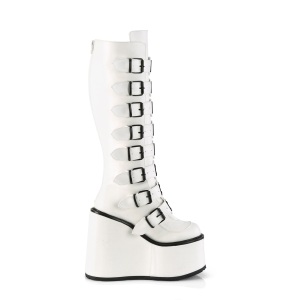 Vegano 14 cm SWING-815 stivali alternative con la suola spessa e fibbie bianco