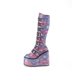 Vegano 14 cm SWING-815 stivali alternative con la suola spessa e fibbie neon