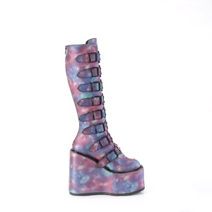 Vegano 14 cm SWING-815 stivali alternative con la suola spessa e fibbie neon