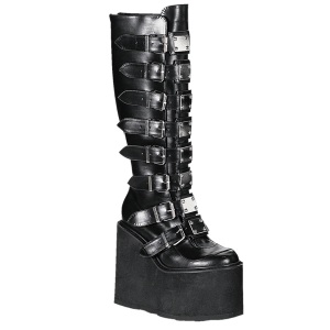Vegano 14 cm SWING-815 stivali alternative con la suola spessa e fibbie neri