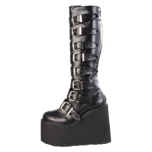 Vegano 14 cm SWING-815 stivali alternative con la suola spessa e fibbie neri