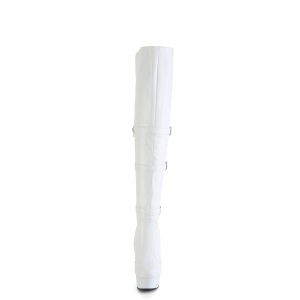 Vegano 15 cm DELIGHT-3018 stivali alti alla coscia tacco alto con fibbia bianche