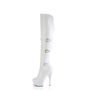 Vegano 15 cm DELIGHT-3018 stivali alti alla coscia tacco alto con fibbia bianche