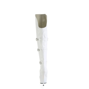 Vegano 15 cm DELIGHT-3018 stivali alti alla coscia tacco alto con fibbia bianche