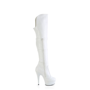Vegano 15 cm DELIGHT-3018 stivali alti alla coscia tacco alto con fibbia bianche