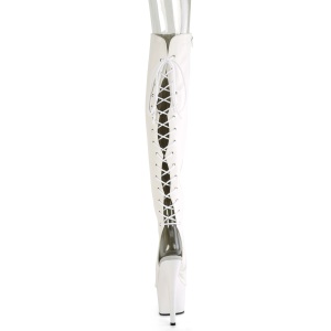 Vegano 18 cm ADORE-3019 punta aperta stivali alti alla coscia con stringati bianche