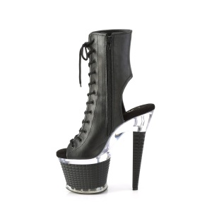 Vegano 18 cm SPECTATOR-1016 stivaletti spuntate con tacco e piattaforma nero