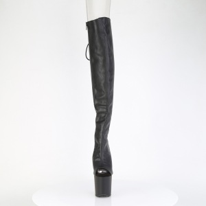Vegano 20 cm CRAZE-3019 Heelless overknee stivali pony alto pleaser neri