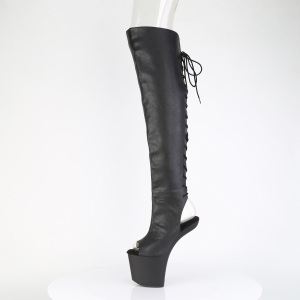 Vegano 20 cm CRAZE-3019 Heelless overknee stivali pony alto pleaser neri