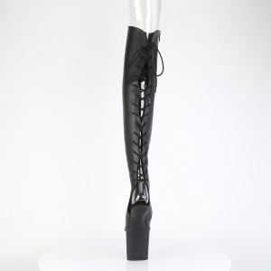 Vegano 20 cm CRAZE-3019 Heelless overknee stivali pony alto pleaser neri