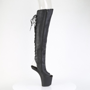 Vegano 20 cm CRAZE-3019 Heelless overknee stivali pony alto pleaser neri