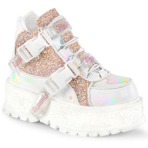 Vegano 5 cm SLACKER-50 calzature platform alternative glitter bianco