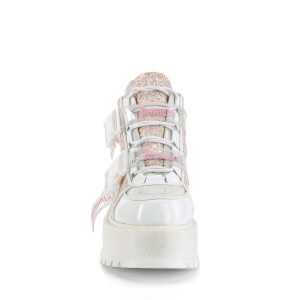 Vegano 5 cm SLACKER-50 calzature platform alternative glitter bianco