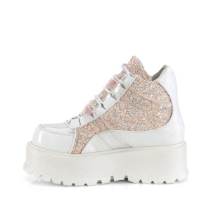 Vegano 5 cm SLACKER-50 calzature platform alternative glitter bianco