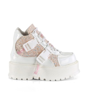 Vegano 5 cm SLACKER-50 calzature platform alternative glitter bianco