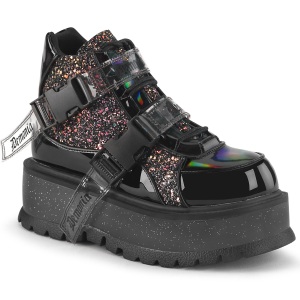 Vegano 5 cm SLACKER-50 calzature platform alternative glitter nero