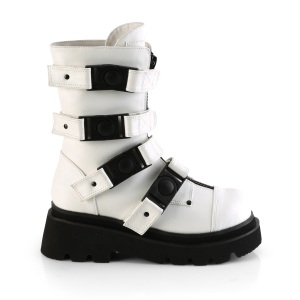 Vegano 6,5 cm RENEGADE-55 demoniacult stivaletti alternative con la suola spessa bianco