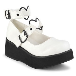 Vegano 6 cm DemoniaCult SPRITE-02 scarpe dcollet mary jane bianco