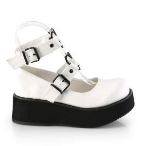 Vegano 6 cm DemoniaCult SPRITE-02 scarpe dcollet mary jane bianco