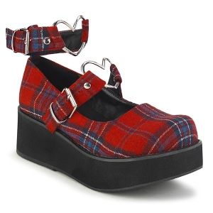 Vegano 6 cm DemoniaCult SPRITE-02 scarpe dcollet mary jane modello di plaid