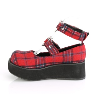Vegano 6 cm DemoniaCult SPRITE-02 scarpe dcollet mary jane modello di plaid