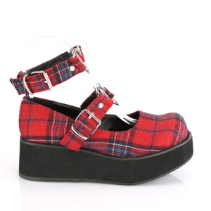 Vegano 6 cm DemoniaCult SPRITE-02 scarpe dcollet mary jane modello di plaid