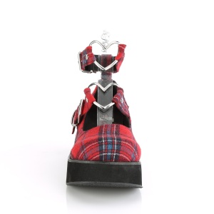 Vegano 6 cm DemoniaCult SPRITE-02 scarpe dcollet mary jane modello di plaid