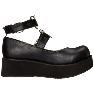 Vegano 6 cm DemoniaCult SPRITE-02 scarpe dcollet mary jane neri