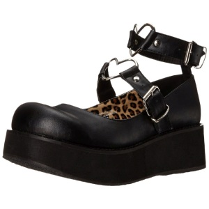 Vegano 6 cm DemoniaCult SPRITE-02 scarpe dcollet mary jane neri
