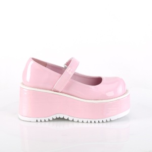 Vegano 8,5 cm DemoniaCult DOLLIE-01 scarpe dcollet mary jane rosa