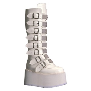 Vegano 9 cm DAMNED-318 stivali alternative con la suola spessa e fibbie bianco