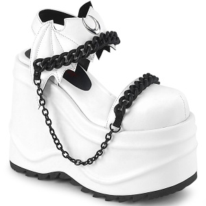 Vegano Bianco 15 cm DemoniaCult WAVE-20 scarpe lolita sandali con zeppa plateau