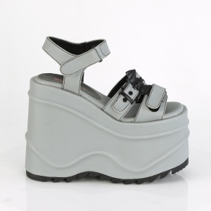 Vegano Neon 15 cm DemoniaCult WAVE-13 scarpe lolita sandali con zeppa plateau