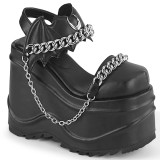 Vegano Nero 15 cm DemoniaCult WAVE-20 scarpe lolita sandali con zeppa plateau
