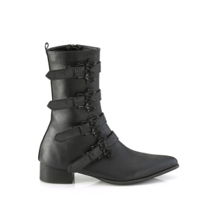 Vegano WARLOCK-110-B stivaletti punta uomo - stivaletti winklepicker con 4 fibbie