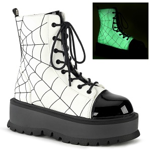 Vegano bianco 5 cm SLACKER-88 stivaletti demonia con plateau