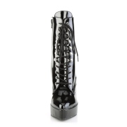 Vegano nero 13,5 cm INDULGE-1020-1 stivali alla caviglia con tacco per trans