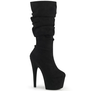 Vegano suede 18 cm ADORE-1061 stivali tacco piattaforma exotic pole in nero