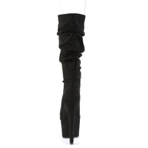 Vegano suede 18 cm ADORE-1061 stivali tacco piattaforma exotic pole in nero