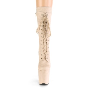 Vegano suede 20 cm FLAMINGO-1050FS stivali tacco piattaforma exotic pole in beige