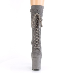 Vegano suede 20 cm FLAMINGO-1050FS stivali tacco piattaforma exotic pole in grigio
