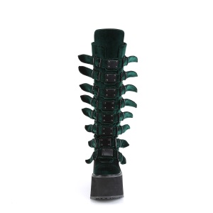 Velluto 14 cm SWING-815 stivali alternative con la suola spessa e fibbie verdi