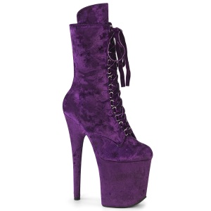 Velluto 18 cm FLAMINGO-1045VEL poledance stivaletti tacchi a spillo porpora